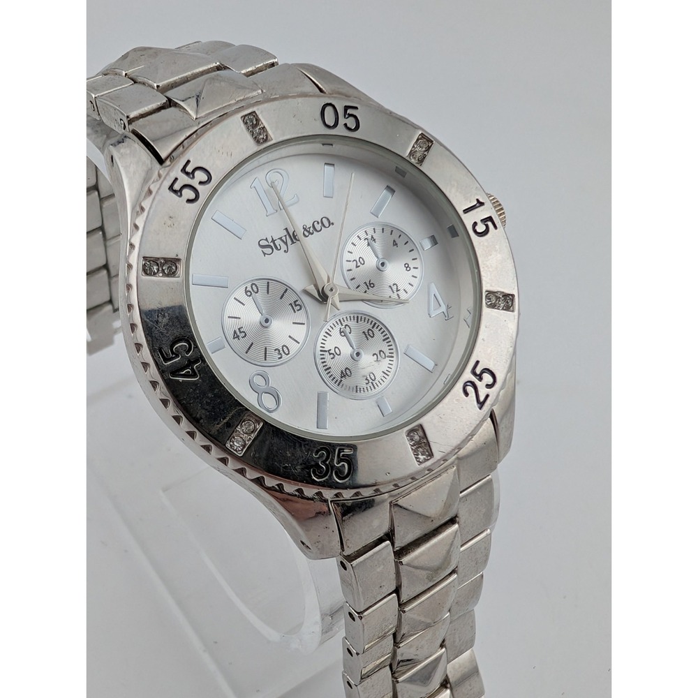 Style & Co. Watch Women 39mm Case Silver 7.25" Band- New Battery